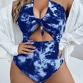 thumbnail image 1 of Women's Swimwear Plus Size Purple One Piece Under $10 Gradient Color Print Lacing Women's One-piece Swimsuit, 1 of 6