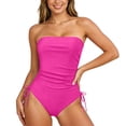 thumbnail image 1 of Women's Swimwear Solid One Piece Swimsuit for Women Adjustable Strap Control Monokini with Removable Padding Hot Pink S, 1 of 5