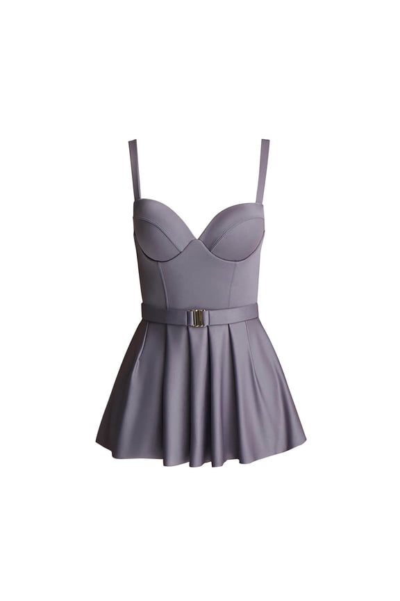 Women's Swimwear Vintage Skirt Swimdress Ruffled Swimdress Push Up Temperament Pure Color Hot Spring Bathing Suit Neon Shorts Shapewear Bikini White Swimsuit Color Changing Shorts Women's High Waist