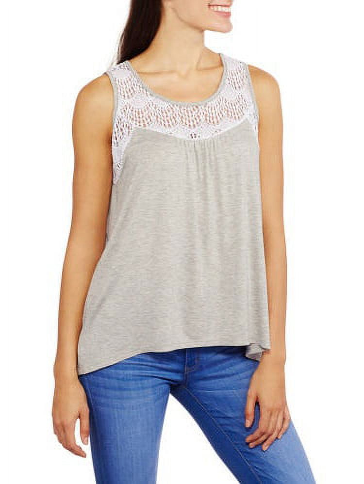 Women's Swing Tank With Lace Yoke Trim