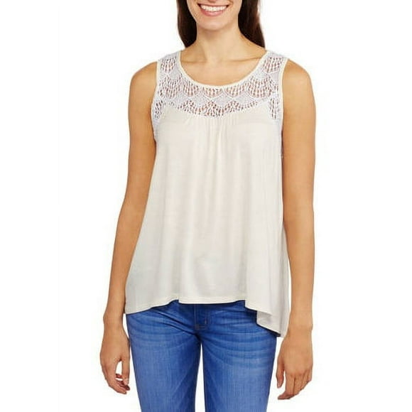 Women's Swing Tank with Lace Yoke Trim