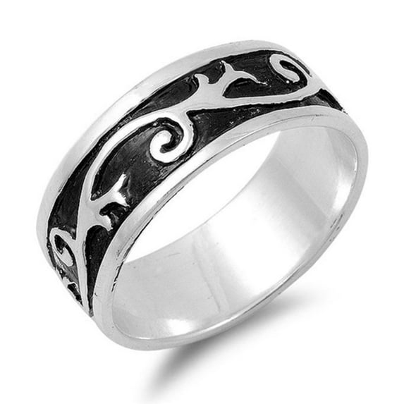 Women's Swirl Design Ring .925 Sterling Silver Band Jewelry Female Male Unisex Size 10