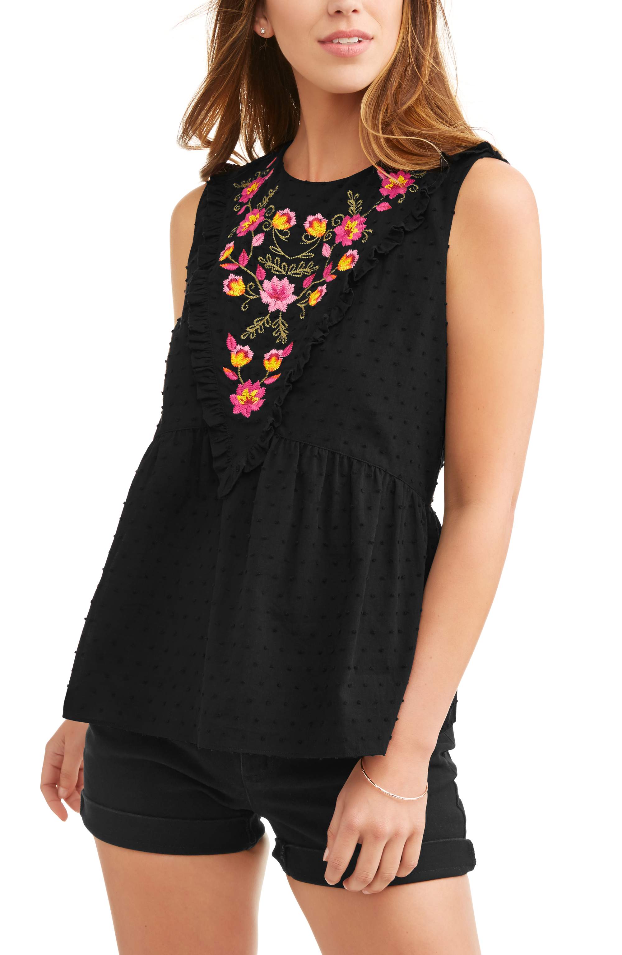 Women's Swiss Dot Embroidered Tank Top - image 1 of 2