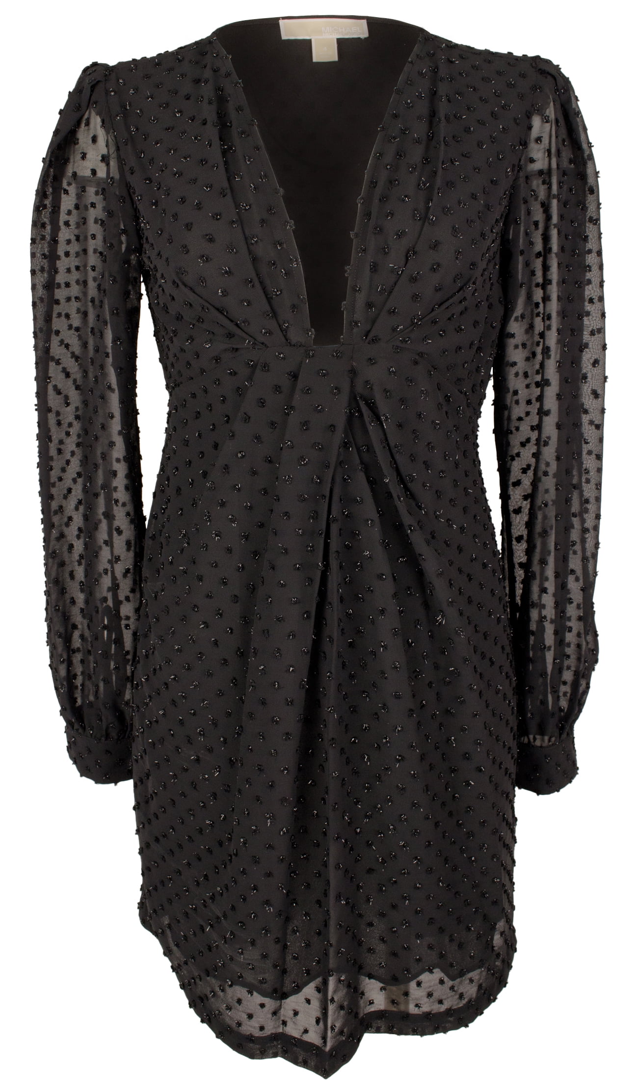 sheer swiss dot dress Over The Top ASYMMETRIC DRAPED SWISS DOT DRESS M