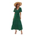 thumbnail image 1 of Women's Swiss Dot Tied Surplice Short Sleeve Dress 100% Polyester Sheer Bodice Not Lined Easy Everyday Wear Essential, 1 of 15