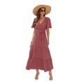 thumbnail image 1 of Women's Swiss Dot Tied Surplice Short Sleeve Dress 100% Polyester Sheer Bodice Not Lined Easy Everyday Wear Essential, 1 of 15
