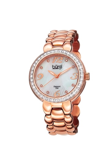 Burgi Ladies Diamond Dial BUR139RG Crystal CZ Rhinestone Rose Gold Tone Watch Amazon.com: Burgi Diamond Accented Flower Dial Watch - 4  main image 4