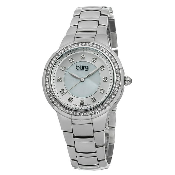 Women's Swiss Quartz Diamond Stainless Steel Silver-Tone Bracelet Watch