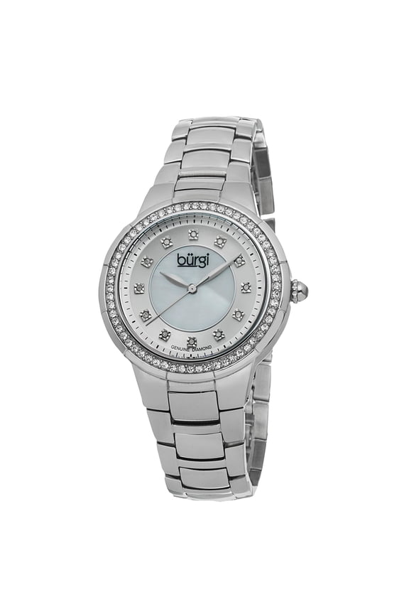 Women's Swiss Quartz Diamond Stainless Steel Silver-Tone Bracelet Watch