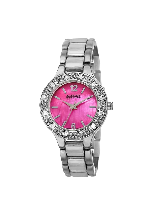 Women's Swiss Quartz Mother of Pearl Dial Silver-Tone Bracelet Watch