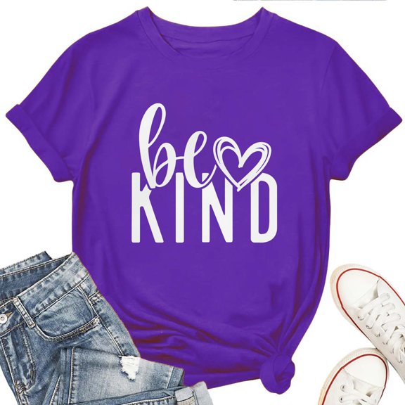 Women's T-Shirt Be Kind Tee Funny Graphic T-Shirt Soft Cotton Casual Short Sleeve Top