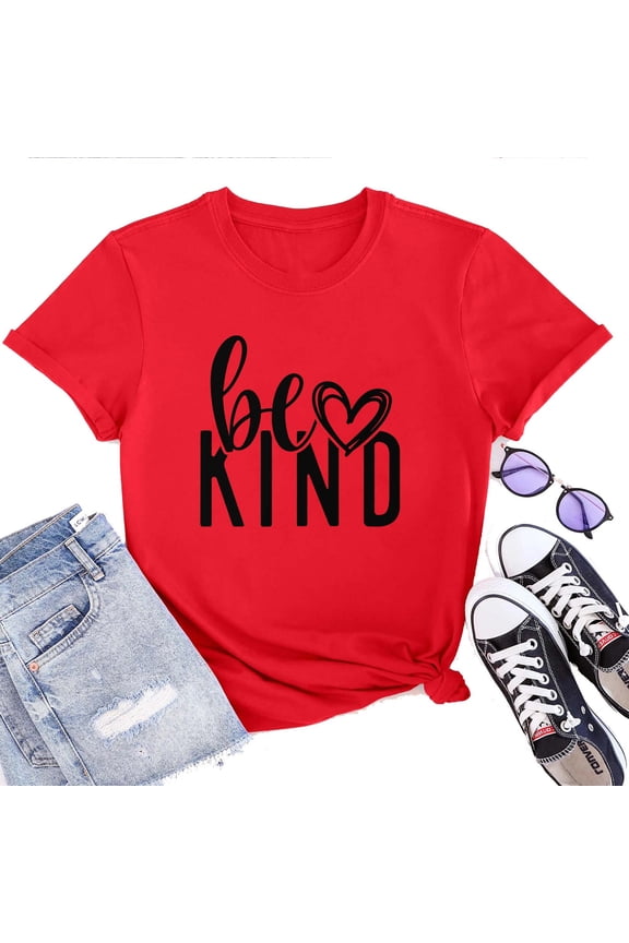 Women's T-Shirt Be Kind Tee Funny Graphic T-Shirt Soft Cotton Casual Short Sleeve Top