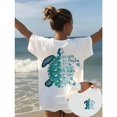 thumbnail image 1 of Women's T-Shirt, Casual Oversized Top with Sea Turtle Ocean Print, Soft Short Sleeve for Summer Beach Vacation, Lady, Women's Clothes, T Shirts, Trendy T-Shirts, 1 of 5