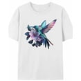 thumbnail image 1 of Women's T-Shirt Colorful Animal Hummingbird Flowers Short Sleeve Casual Tee Classic Crew Neck T Shirt for Women White, XS, 1 of 7