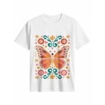 thumbnail image 1 of Women's T-Shirt Colorful Butterfly Abstract Mexican Flowers Short Sleeve Casual Tee Classic Crew Neck T Shirt for Women White, 4XL, 1 of 7