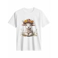 thumbnail image 1 of Women's T-Shirt Cute Little Sheep Daisy Flowers Short Sleeve Casual Tee Classic Crew Neck T Shirt for Women White, S, 1 of 7