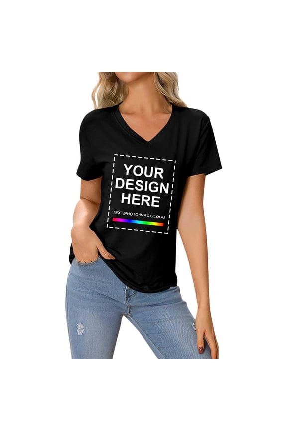 Women's T-Shirt, Design Your Own Personalized Cotton Tee | Upload Text/Photo/Logo