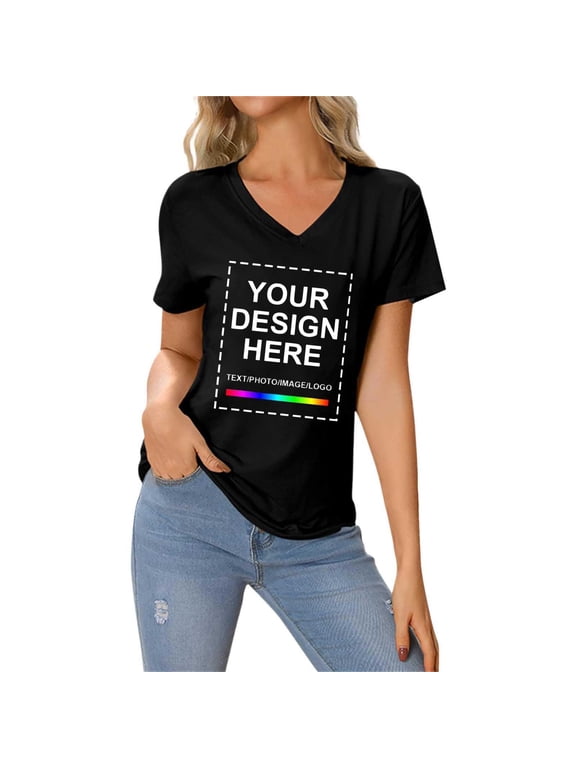 Women's T-Shirt, Design Your Own Personalized Cotton Tee | Upload Text/Photo/Logo