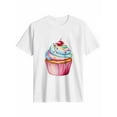 thumbnail image 1 of Women's T-Shirt Dessert Cake Cherry Short Sleeve Casual Tee Classic Crew Neck T Shirt for Women White, 4XL, 1 of 7