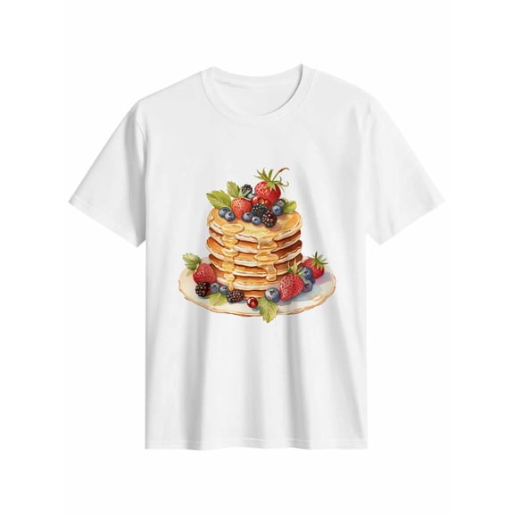 Women's T-Shirt Dessert Cake Fruit Short Sleeve Casual Tee Classic Crew Neck T Shirt for Women White, M