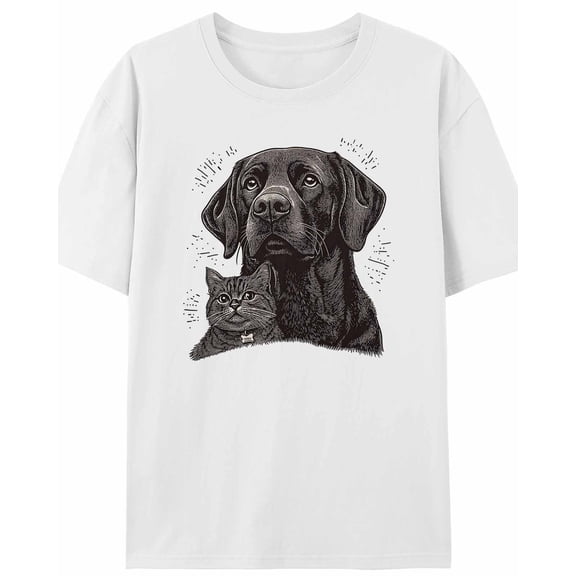 Women's T-Shirt Dog Cat Short Sleeve Casual Tee Classic Crew Neck T Shirt for Women White, M