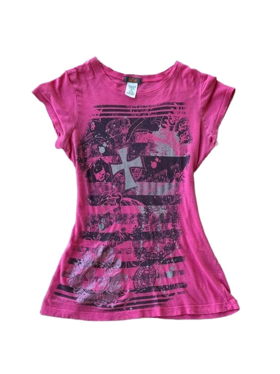 Women's T-Shirt Emo Mcbling Gothic Vintage Graphic Crew Neck Short Sleeve Slim Tee Y2K 2000s Scene Streetwear Top