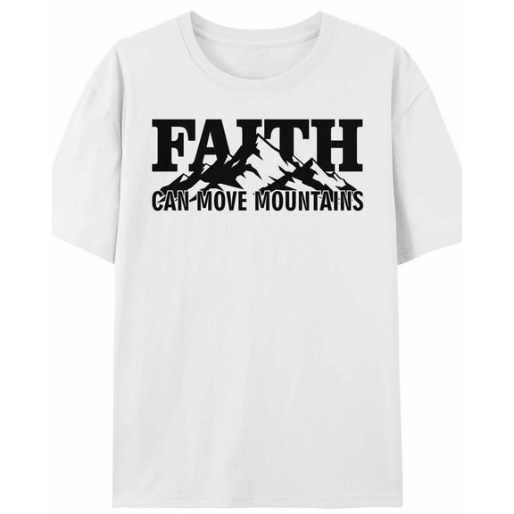 Women's T-Shirt Faith Can Move Mountains Minimalist Short Sleeve Casual Tee Classic Crew Neck T Shirt for Women White, M