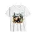 thumbnail image 1 of Women's T-Shirt Forest Animal Nature Bear Short Sleeve Casual Tee Classic Crew Neck T Shirt for Women White, XS, 1 of 7
