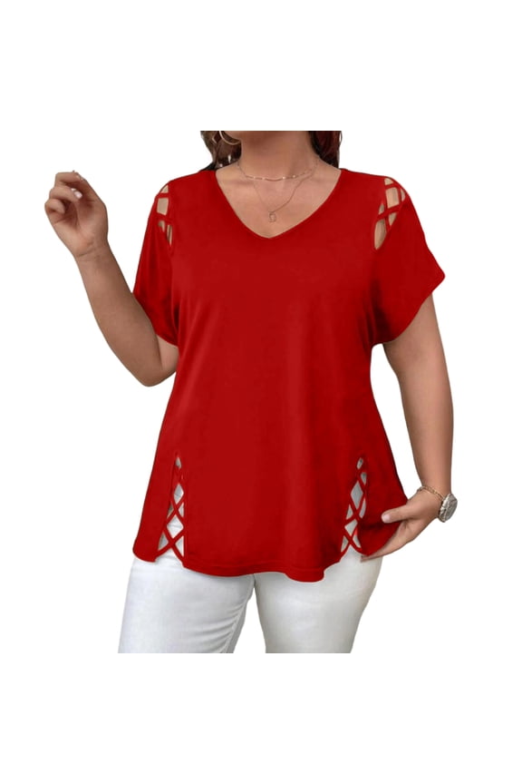 Women's T-Shirt French Elegant Aesthetic Clothes Temperament Slim Alternative Clothing Formal Occasion Clothes for Woman Blusas De Mujeres Red 2XL