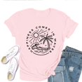 thumbnail image 1 of Women's T-Shirt Happiness Comes In Waves Tee Funny Graphic T-Shirt Soft Cotton Casual Short Sleeve Top, 1 of 5