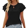 thumbnail image 1 of Women's T Shirt Hollowed Out Lace Up Double Sleeve Top, 1 of 2