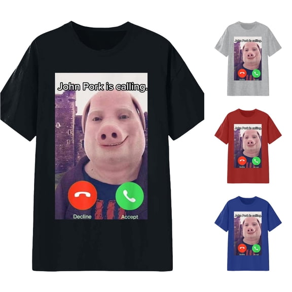 Women's T-Shirt John Pork Meme Graphic Crew Neck Short Sleeve Tee Streetwear Festival Top