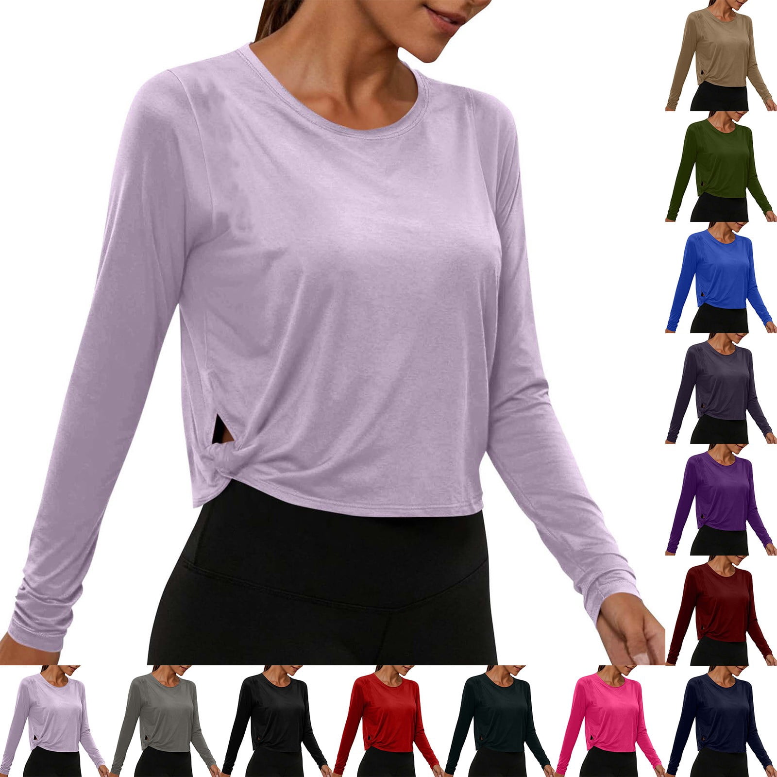 Basic Running Sign Women's T-Shirt Kelon Women's Basic Loose Sun Long Sleeve T Shirt Yoga ...