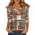thumbnail image 1 of Women's T Shirt Print 3/4 Sleeve Daily Weekend Fashion Basic V- Neck Regular Top Gray 3XL, 1 of 5