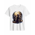 thumbnail image 1 of Women's T-Shirt Raccoon Moon Short Sleeve Casual Tee Classic Crew Neck T Shirt for Women White, L, 1 of 7