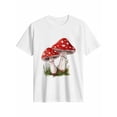 thumbnail image 1 of Women's T-Shirt Red Mushroom Short Sleeve Casual Tee Classic Crew Neck T Shirt for Women White, 5XL, 1 of 7