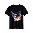 thumbnail image 1 of Women's T-Shirt Retro Bald Eagle US Flag Patriotic Short Sleeve Casual Tee Classic Crew Neck T Shirt for Women Black, 3XL, 1 of 7