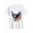 thumbnail image 1 of Women's T-Shirt Retro Bald Eagle US Flag Patriotic Short Sleeve Casual Tee Classic Crew Neck T Shirt for Women White, XS, 1 of 7