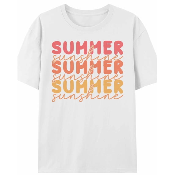 Women's T-Shirt SUMMER Sunshine Coral Red Ombre Simple Short Sleeve Casual Tee Classic Crew Neck T Shirt for Women White, 5XL