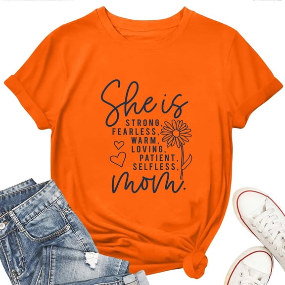 Women's T-Shirt She Is Strong Tee Funny Graphic T-Shirt Soft Cotton Casual Short Sleeve Top