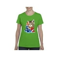 thumbnail image 1 of Women's T-Shirt Short Sleeve - American Flag 4th of July Kitty, 1 of 5