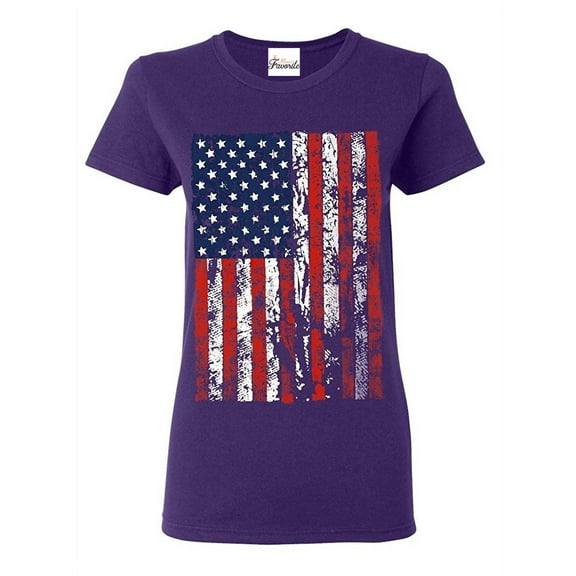 Women's T-Shirt Short Sleeve - American Flag 4th of July