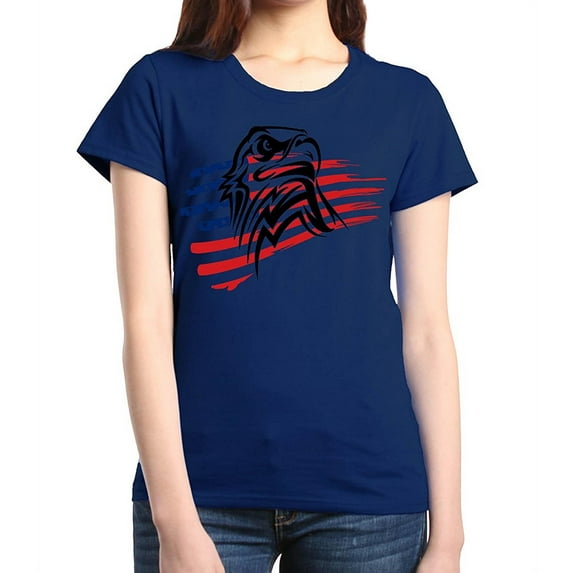 Women's T-Shirt Short Sleeve - American Flag 4th of July