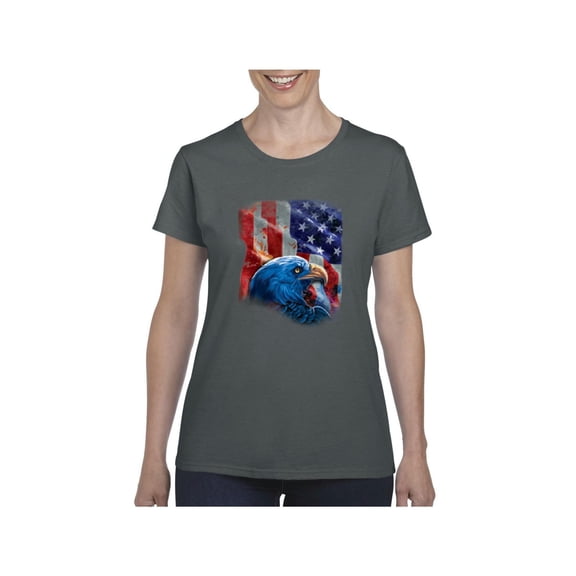 Women's T-Shirt Short Sleeve - American Flag 4th of July