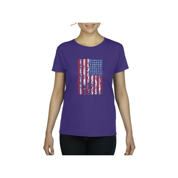 Women's T-Shirt Short Sleeve - American Flag 4th of July