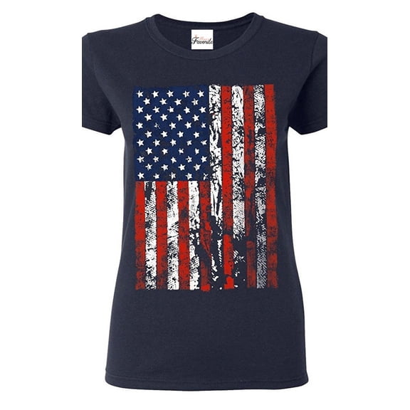 Women's T-Shirt Short Sleeve - American Flag 4th of July