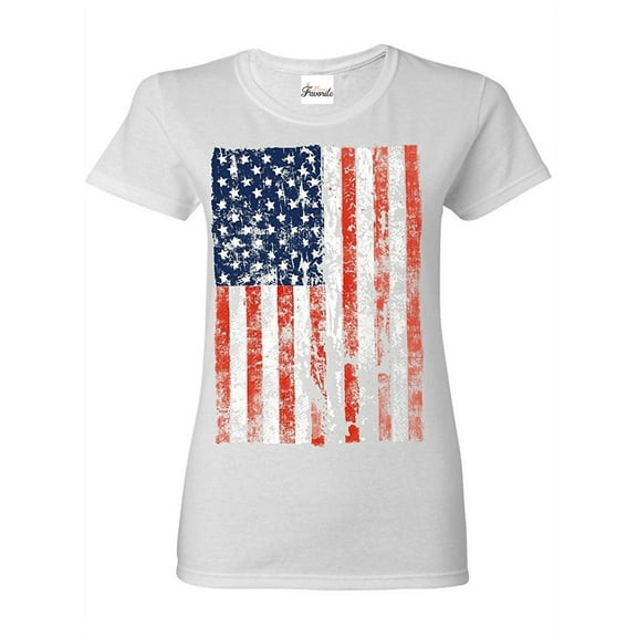 Women's T-Shirt Short Sleeve - American Flag 4th of July