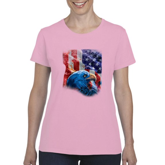 Women's T-Shirt Short Sleeve - American Flag 4th of July