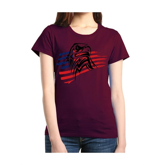 Women's T-Shirt Short Sleeve - American Flag 4th of July