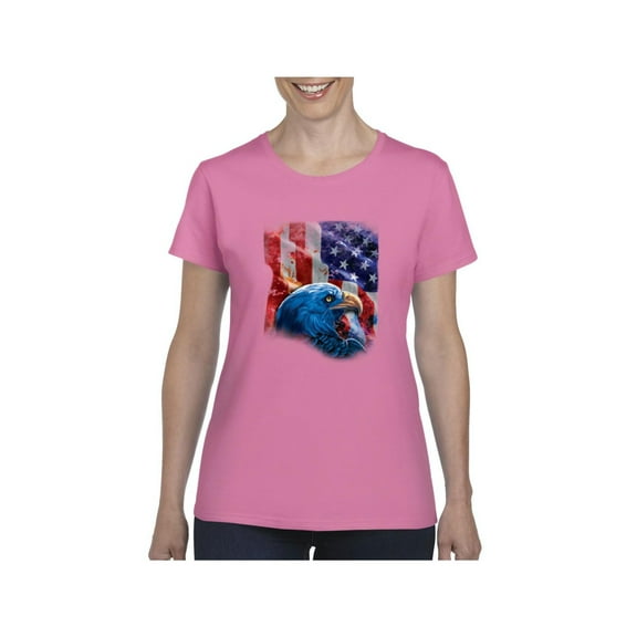 Women's T-Shirt Short Sleeve - American Flag 4th of July